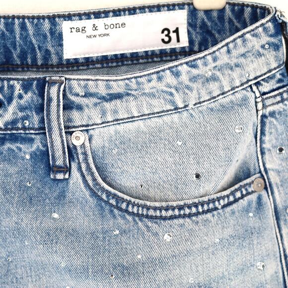 Rag & Bone Women Light Blue Misty With Jewel Logan Casual Wide Leg Jeans Size 31 - Picture 7 of 10